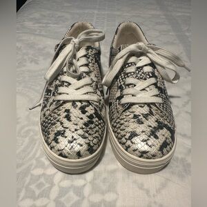 Aldo Black and Cream Snakeskin Sneakers